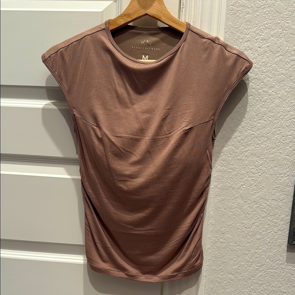 Klassy Network - Ruched Cap Sleeve (Taupe)